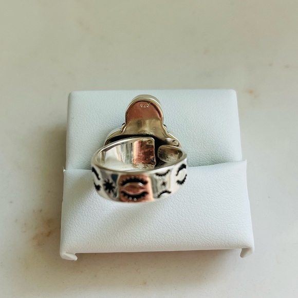 Larimar Adjustable Statement Ring in 925 Sterling Silver - Picture 3 of 9